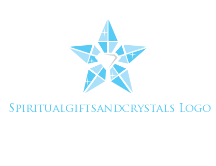 diamond at the center of gemstones forming a star logo