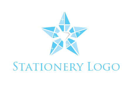 diamond at the center of gemstones forming a star logo
