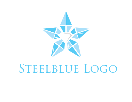 diamond at the center of gemstones forming a star logo
