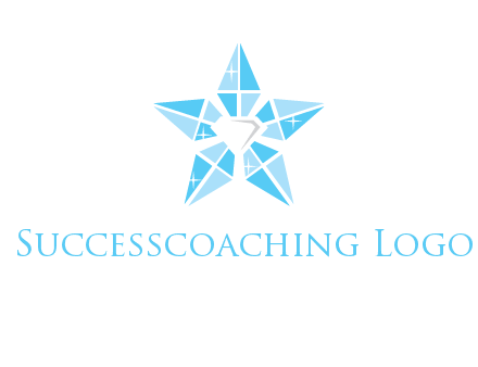 diamond at the center of gemstones forming a star logo