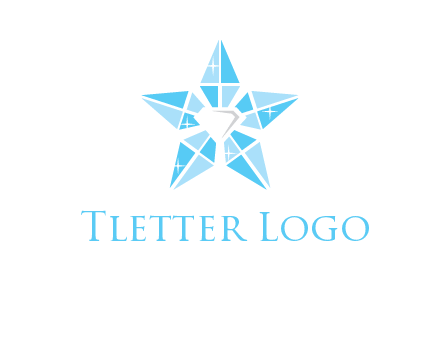 diamond at the center of gemstones forming a star logo