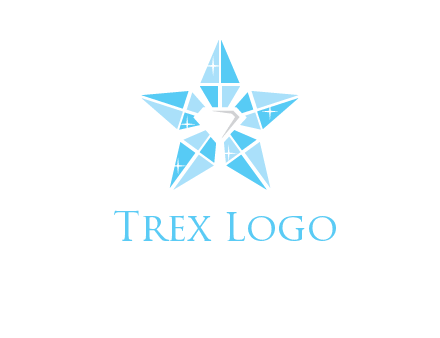 diamond at the center of gemstones forming a star logo