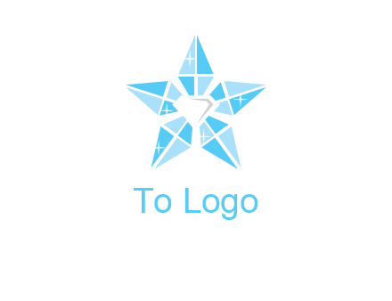 diamond at the center of gemstones forming a star logo