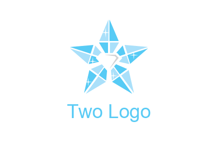diamond at the center of gemstones forming a star logo