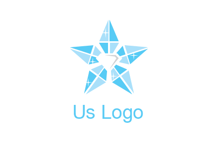 diamond at the center of gemstones forming a star logo
