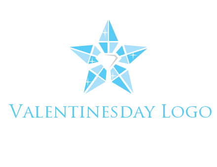 diamond at the center of gemstones forming a star logo