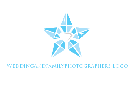 diamond at the center of gemstones forming a star logo