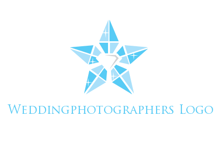 diamond at the center of gemstones forming a star logo