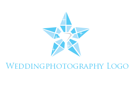 diamond at the center of gemstones forming a star logo