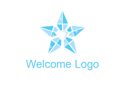 diamond at the center of gemstones forming a star logo
