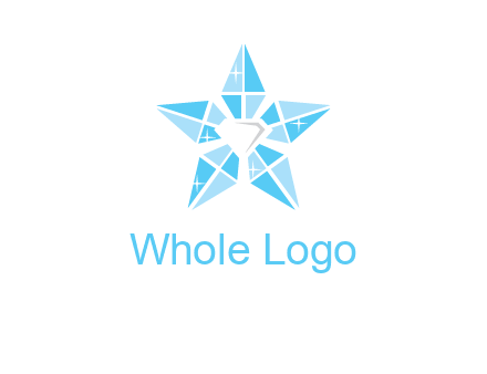 diamond at the center of gemstones forming a star logo