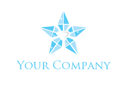 diamond at the center of gemstones forming a star logo