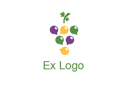 speech bubbles arranged like grapes logo