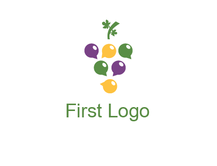 speech bubbles arranged like grapes logo