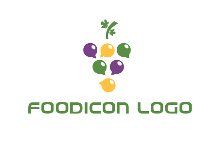 speech bubbles arranged like grapes logo