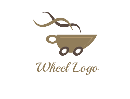 steam cup of coffee with wheels logo