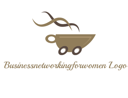 steam cup of coffee with wheels logo