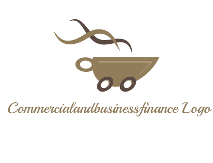 steam cup of coffee with wheels logo