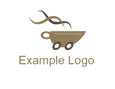 steam cup of coffee with wheels logo