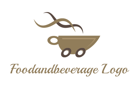 steam cup of coffee with wheels logo