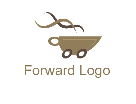 steam cup of coffee with wheels logo
