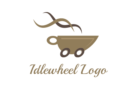 steam cup of coffee with wheels logo