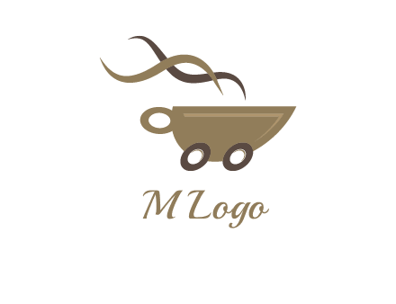 steam cup of coffee with wheels logo