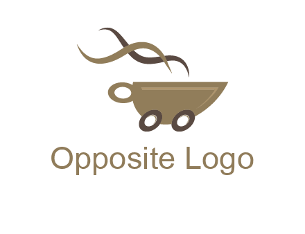 steam cup of coffee with wheels logo