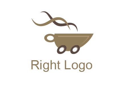 steam cup of coffee with wheels logo