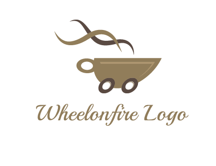 steam cup of coffee with wheels logo