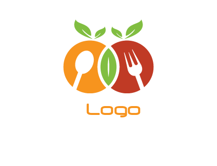 spoon and knife inside fruits logo