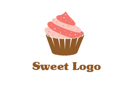 cupcake with icing and sprinkles logo