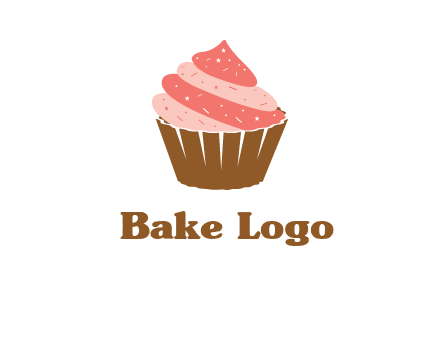 cupcake with icing and sprinkles logo