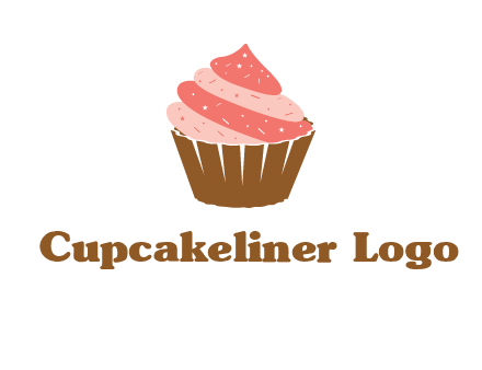 cupcake with icing and sprinkles logo