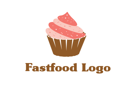 cupcake with icing and sprinkles logo