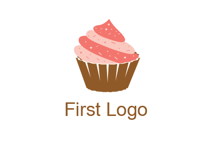 cupcake with icing and sprinkles logo