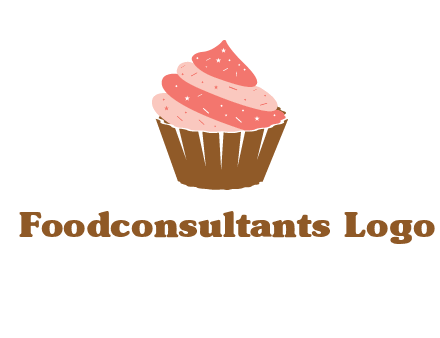 cupcake with icing and sprinkles logo