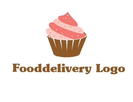 cupcake with icing and sprinkles logo