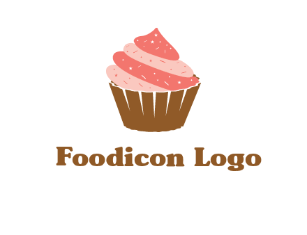 cupcake with icing and sprinkles logo
