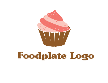 cupcake with icing and sprinkles logo