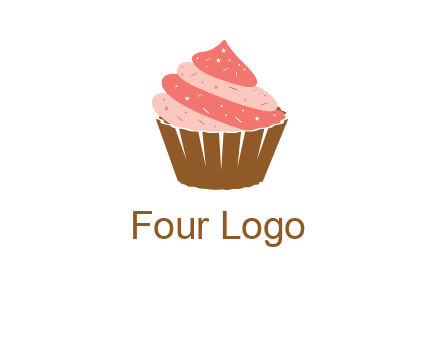 cupcake with icing and sprinkles logo