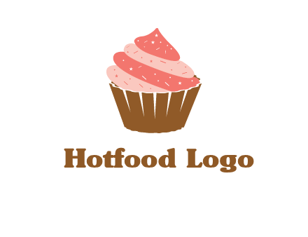 cupcake with icing and sprinkles logo