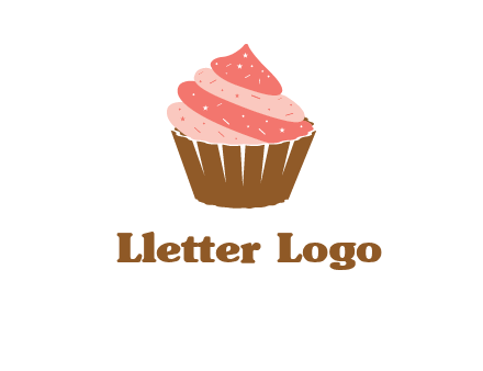 cupcake with icing and sprinkles logo