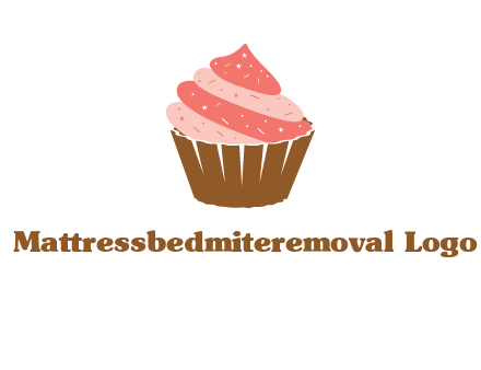cupcake with icing and sprinkles logo
