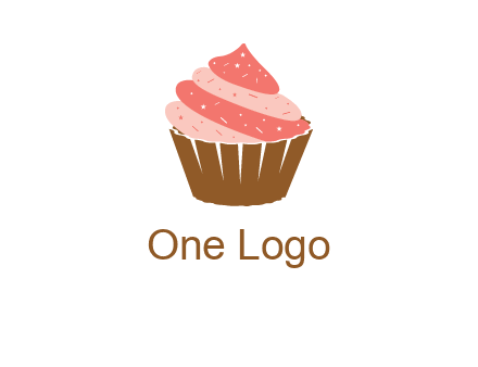 cupcake with icing and sprinkles logo
