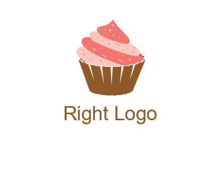 cupcake with icing and sprinkles logo