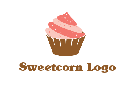 cupcake with icing and sprinkles logo