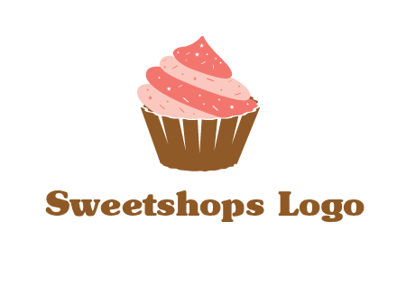 cupcake with icing and sprinkles logo