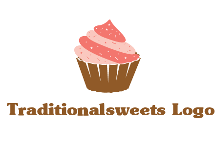 cupcake with icing and sprinkles logo