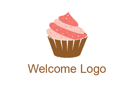 cupcake with icing and sprinkles logo